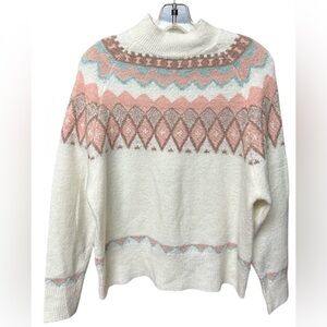 Women's Dreamers by Debut Cream and Pink Patterned Sweater